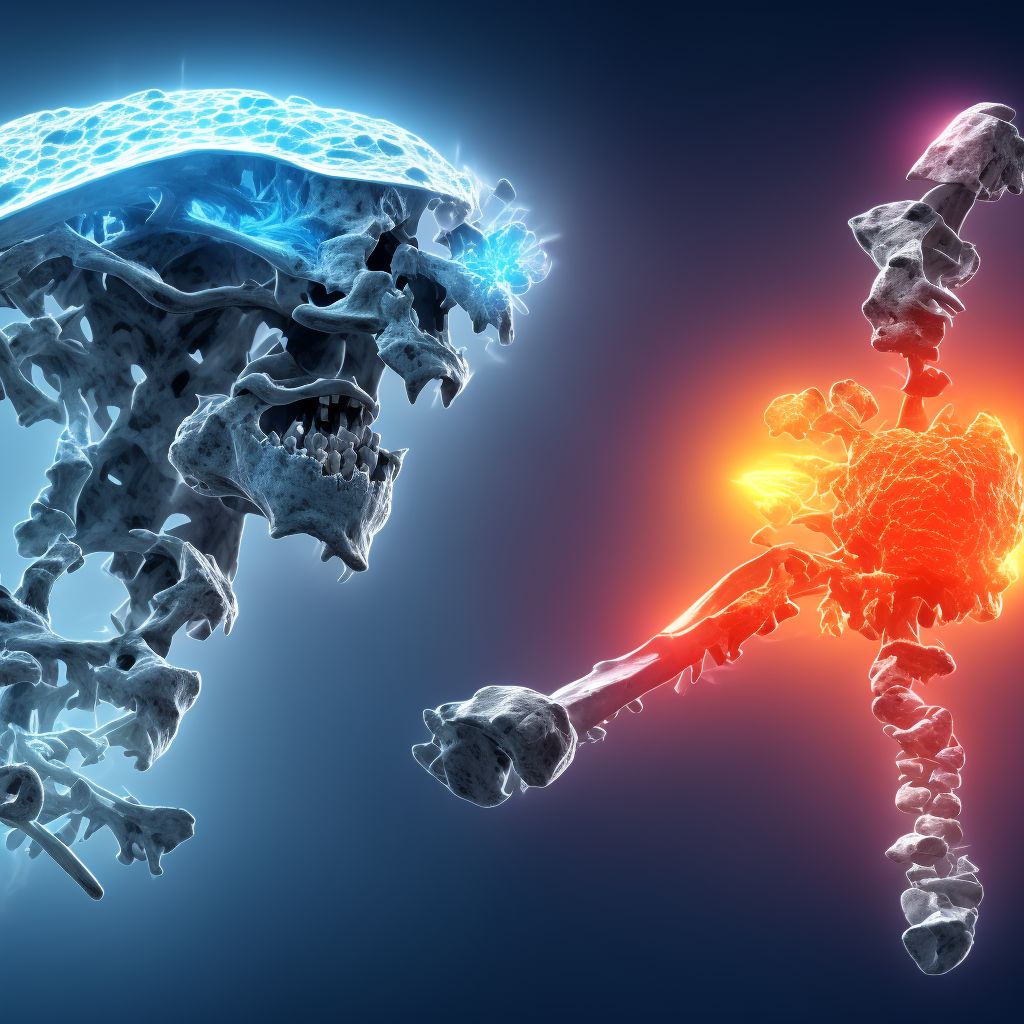 Age-related osteoporosis with current pathological fracture, left humerus, subsequent encounter for fracture with delayed healing digital illustration