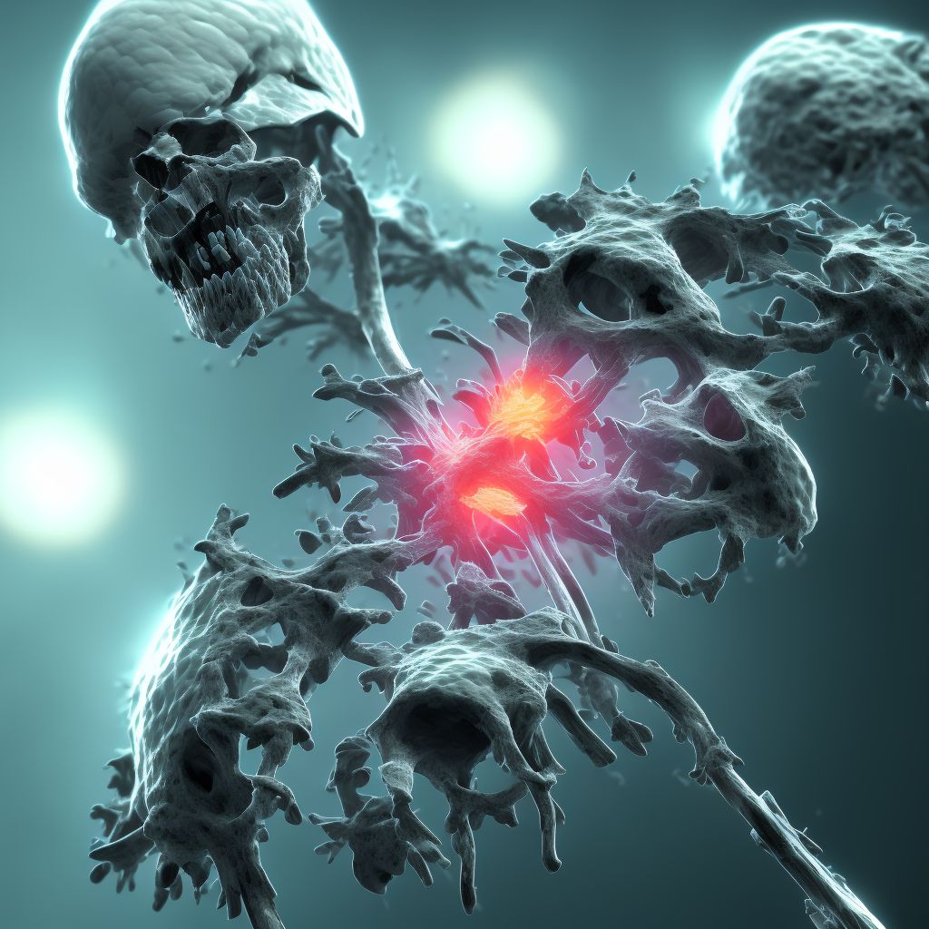 Age-related osteoporosis with current pathological fracture, left hand, initial encounter for fracture digital illustration