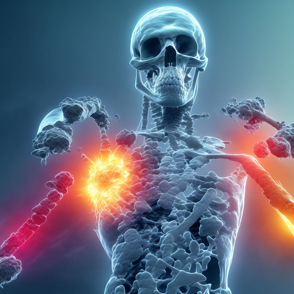 Age-related osteoporosis with current pathological fracture, right femur, initial encounter for fracture digital illustration