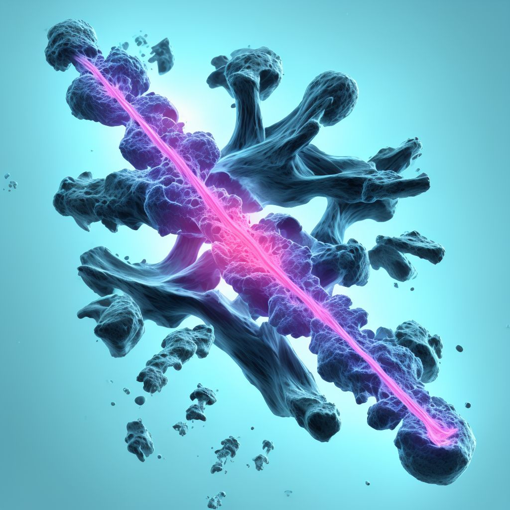 Age-related osteoporosis with current pathological fracture, left femur, subsequent encounter for fracture with routine healing digital illustration