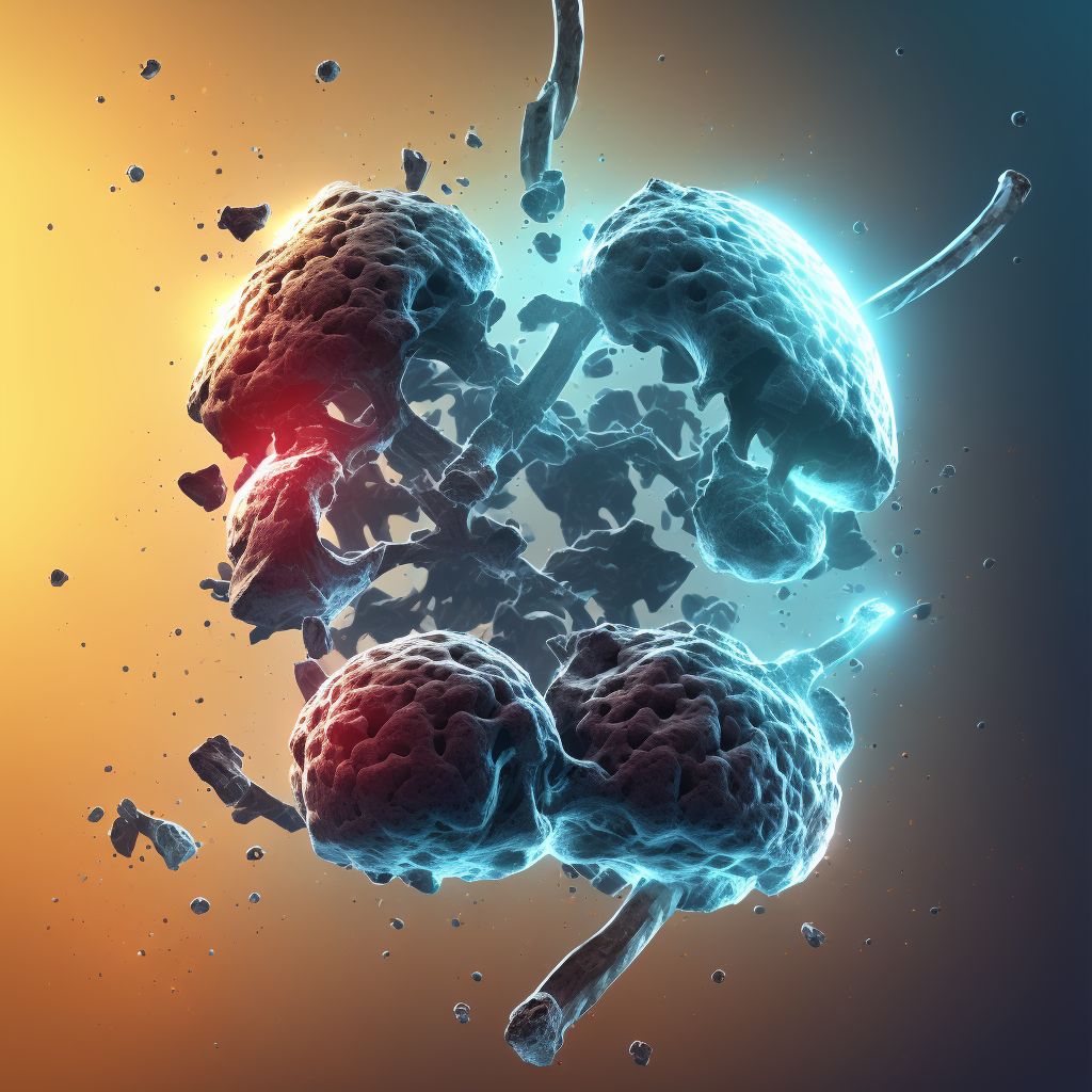 Age-related osteoporosis with current pathological fracture, left femur, subsequent encounter for fracture with delayed healing digital illustration