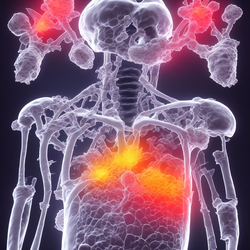 Age-related osteoporosis with current pathological fracture, unspecified femur, subsequent encounter for fracture with routine healing digital illustration