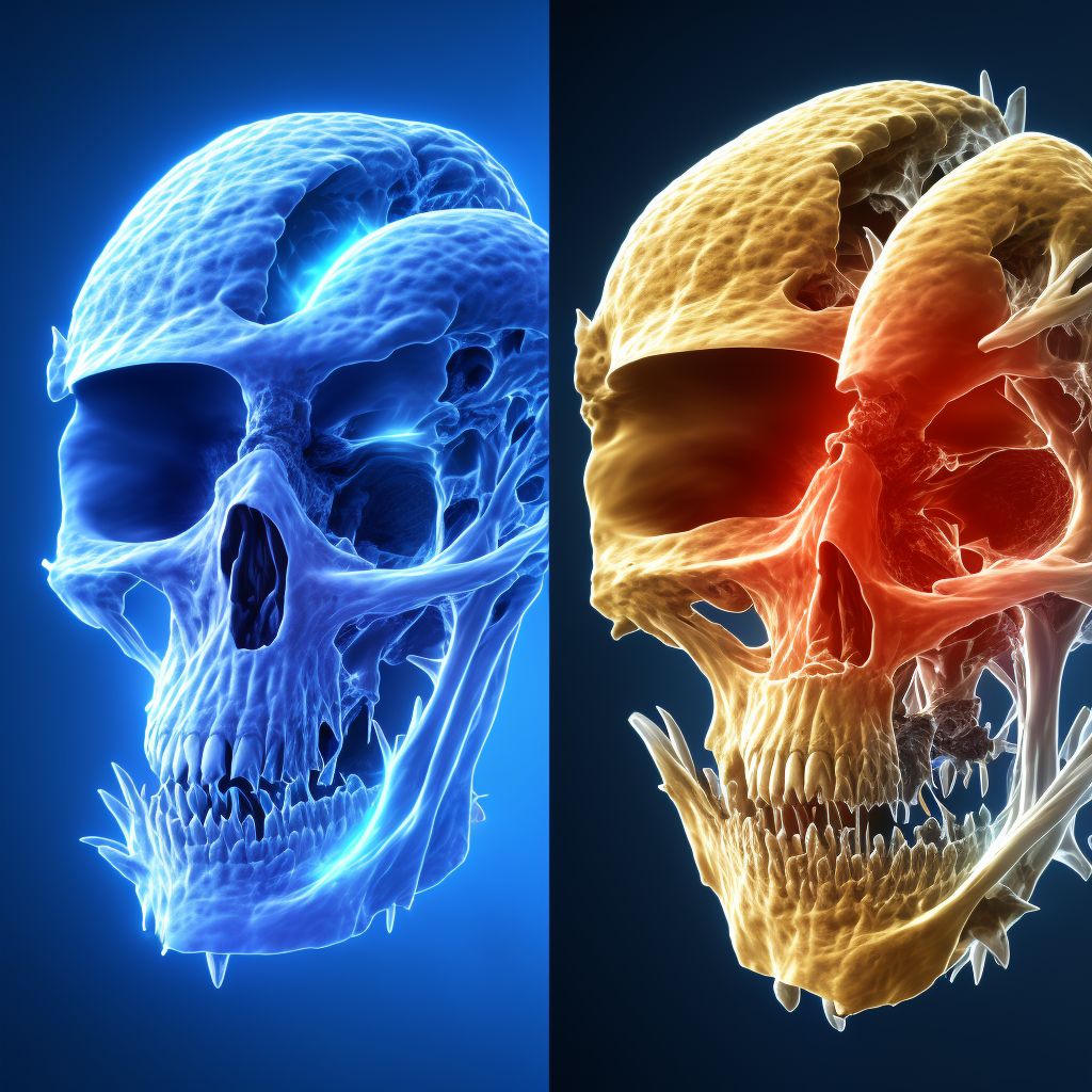 Age-related osteoporosis with current pathological fracture, right lower leg, subsequent encounter for fracture with routine healing digital illustration