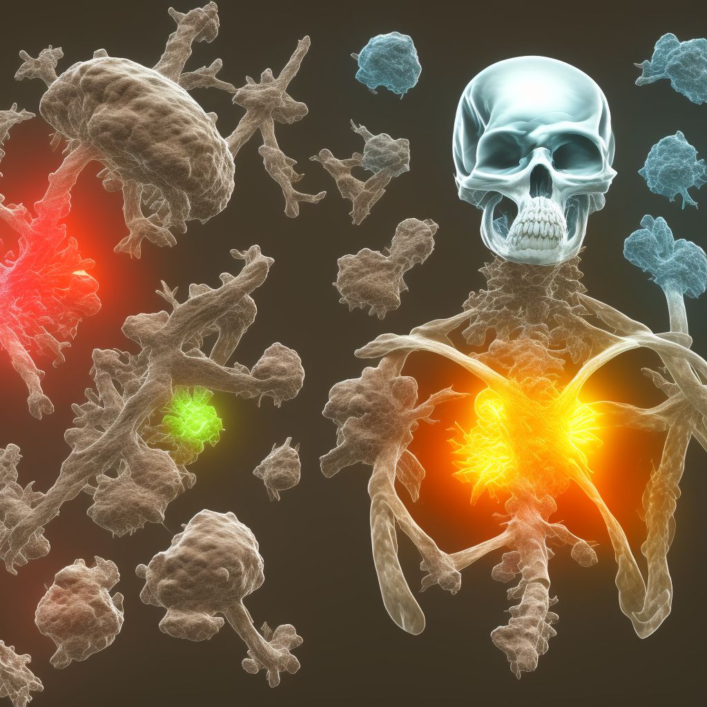 Age-related osteoporosis with current pathological fracture, vertebra(e), sequela digital illustration