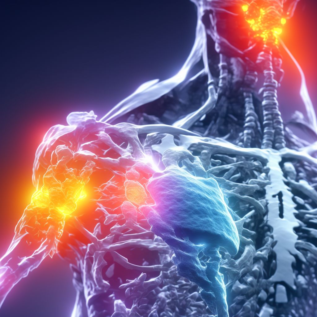 Other osteoporosis with current pathological fracture, left shoulder, subsequent encounter for fracture with nonunion digital illustration