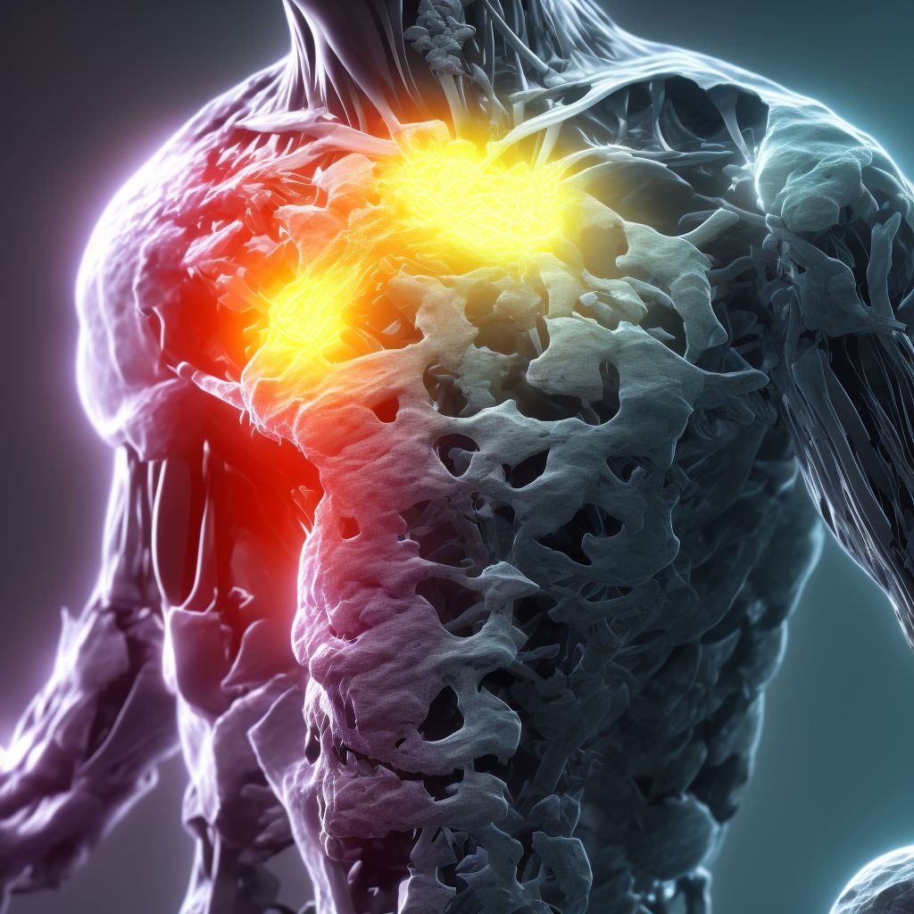 Other osteoporosis with current pathological fracture, left shoulder, subsequent encounter for fracture with malunion digital illustration