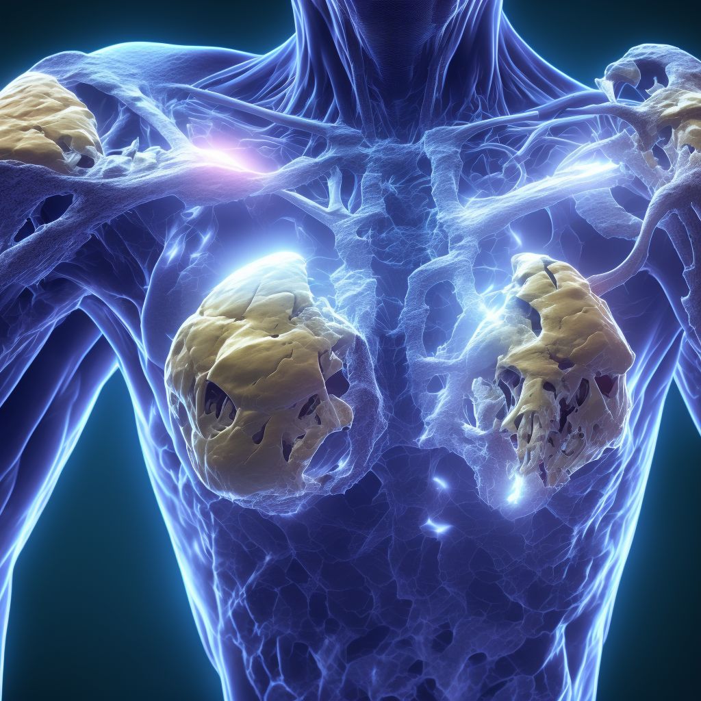 Other osteoporosis with current pathological fracture, left shoulder, sequela digital illustration