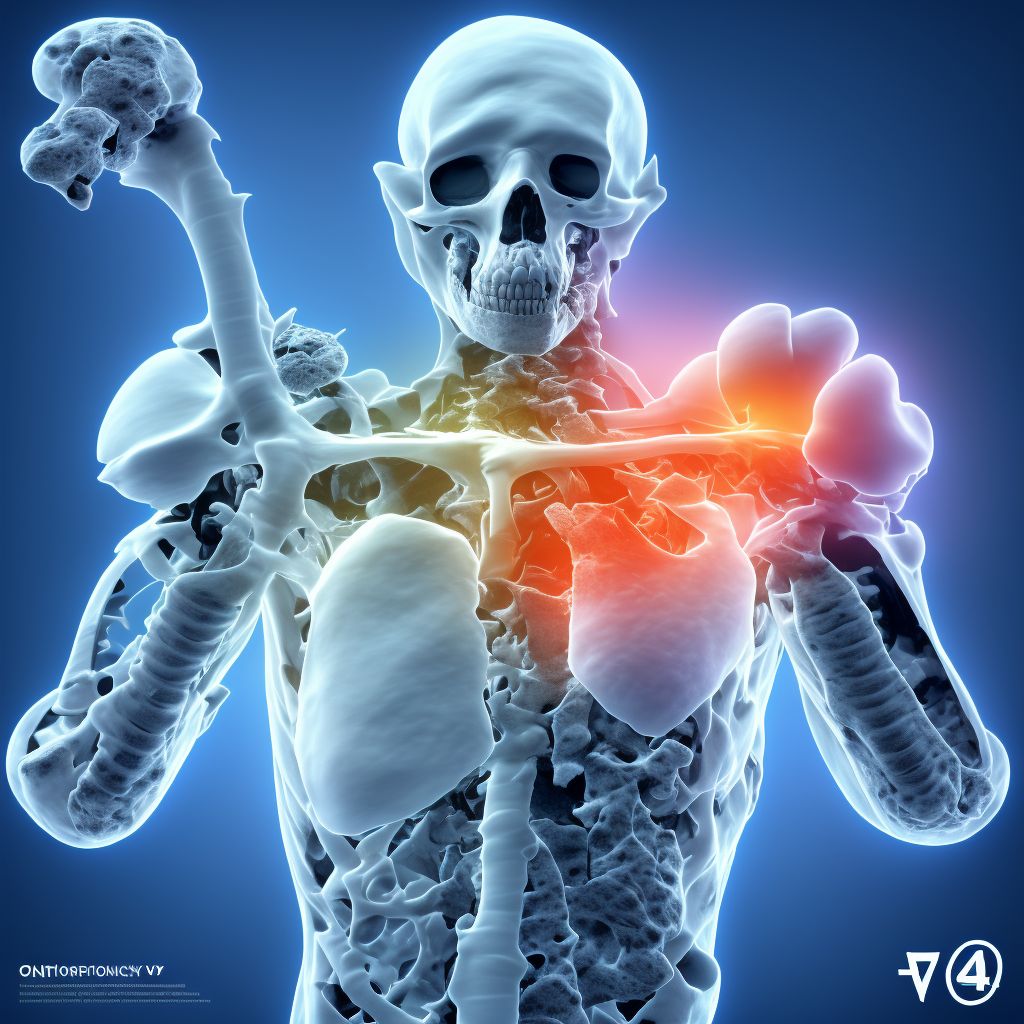 Other osteoporosis with current pathological fracture, right humerus, sequela digital illustration