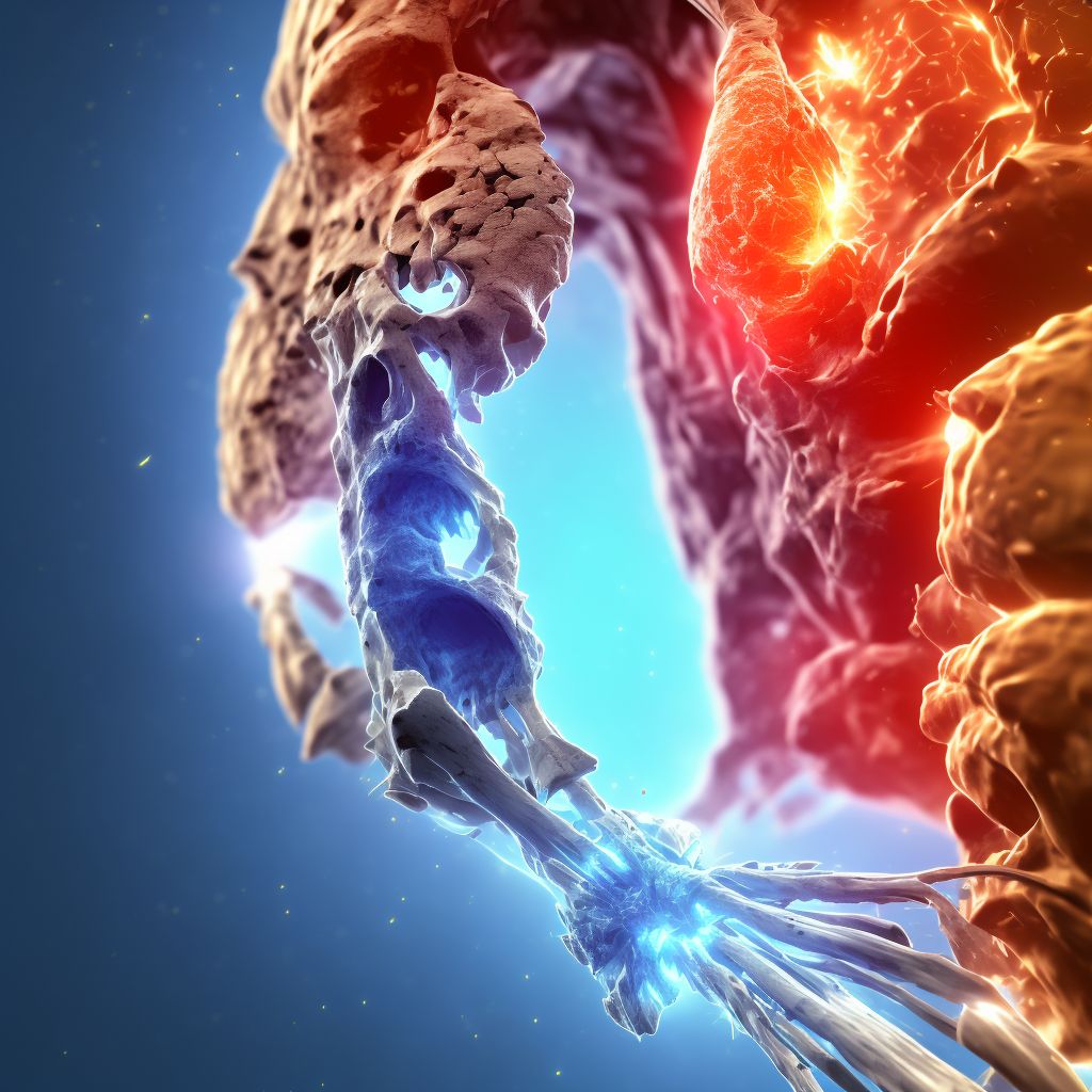 Other osteoporosis with current pathological fracture, right forearm, subsequent encounter for fracture with nonunion digital illustration