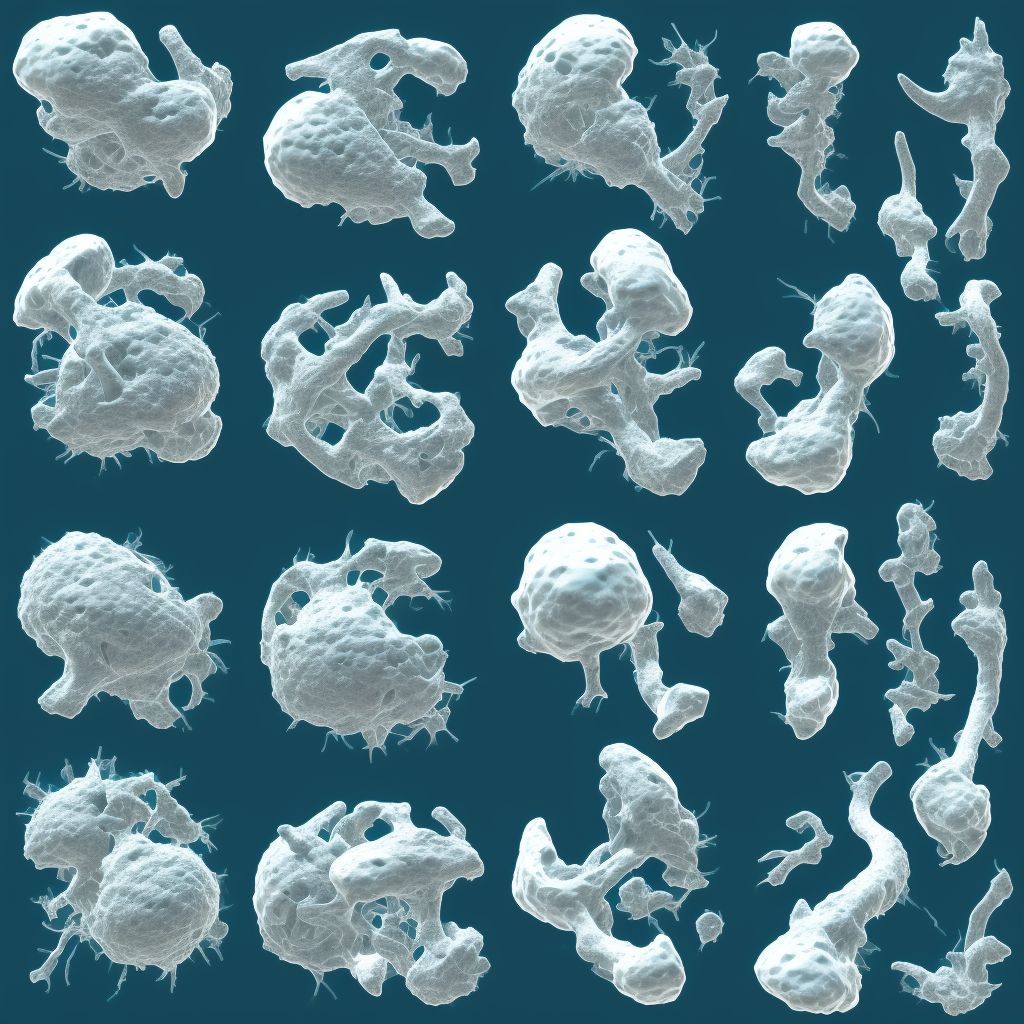 Other osteoporosis with current pathological fracture, left femur, sequela digital illustration