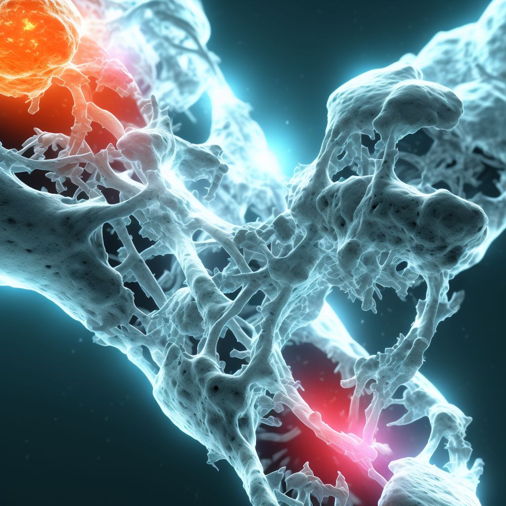 Other osteoporosis with current pathological fracture, unspecified lower leg, subsequent encounter for fracture with delayed healing digital illustration