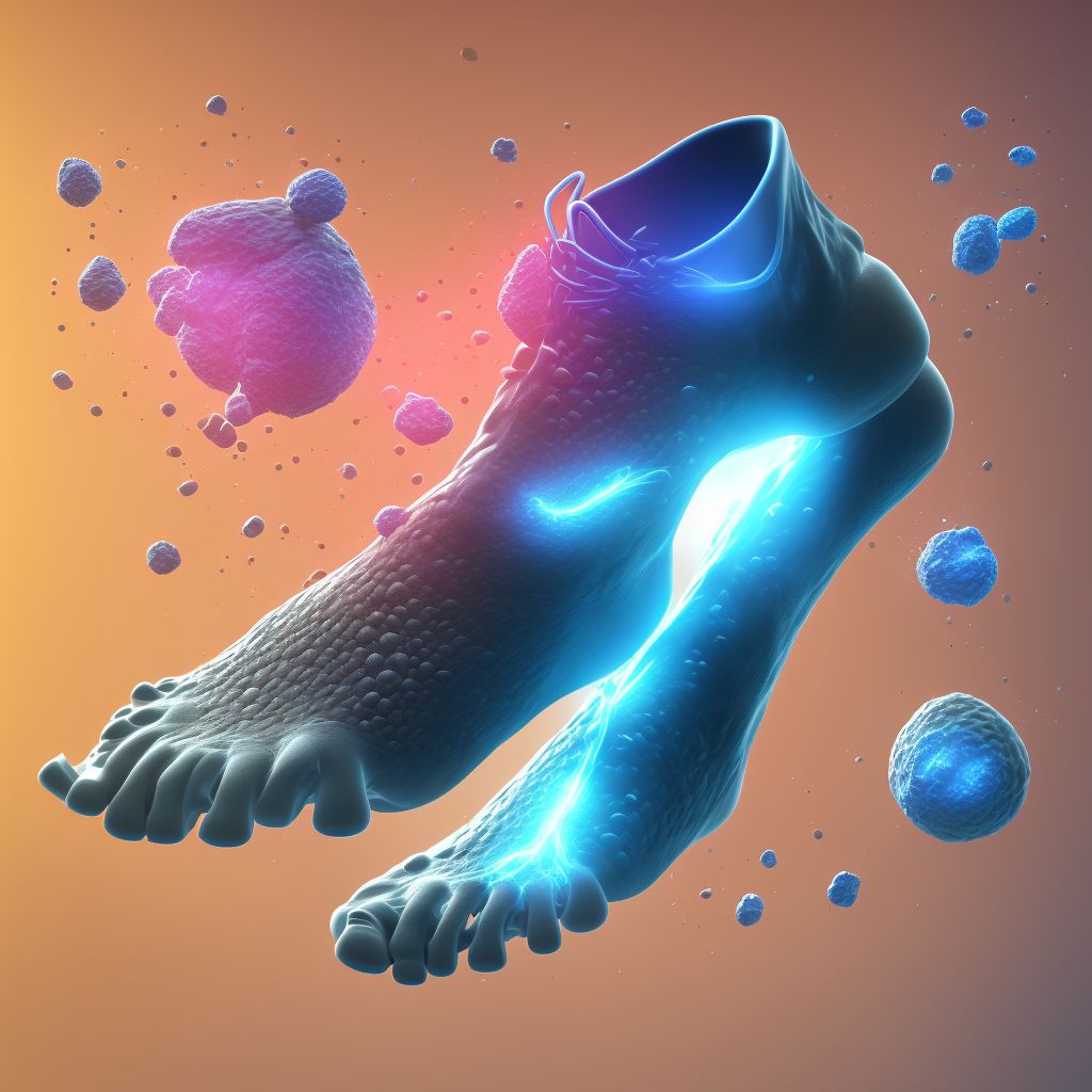 Stress fracture, left foot, subsequent encounter for fracture with nonunion digital illustration