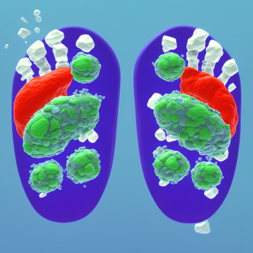 Stress fracture, left toe(s), sequela digital illustration