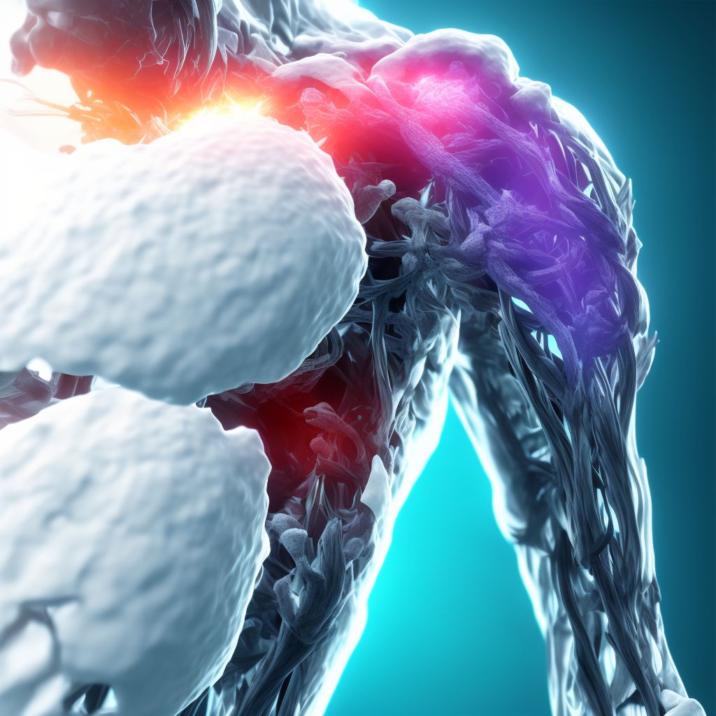 Pathological fracture, left shoulder, subsequent encounter for fracture with malunion digital illustration