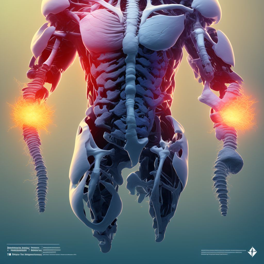 Pathological fracture, left humerus, subsequent encounter for fracture with delayed healing digital illustration