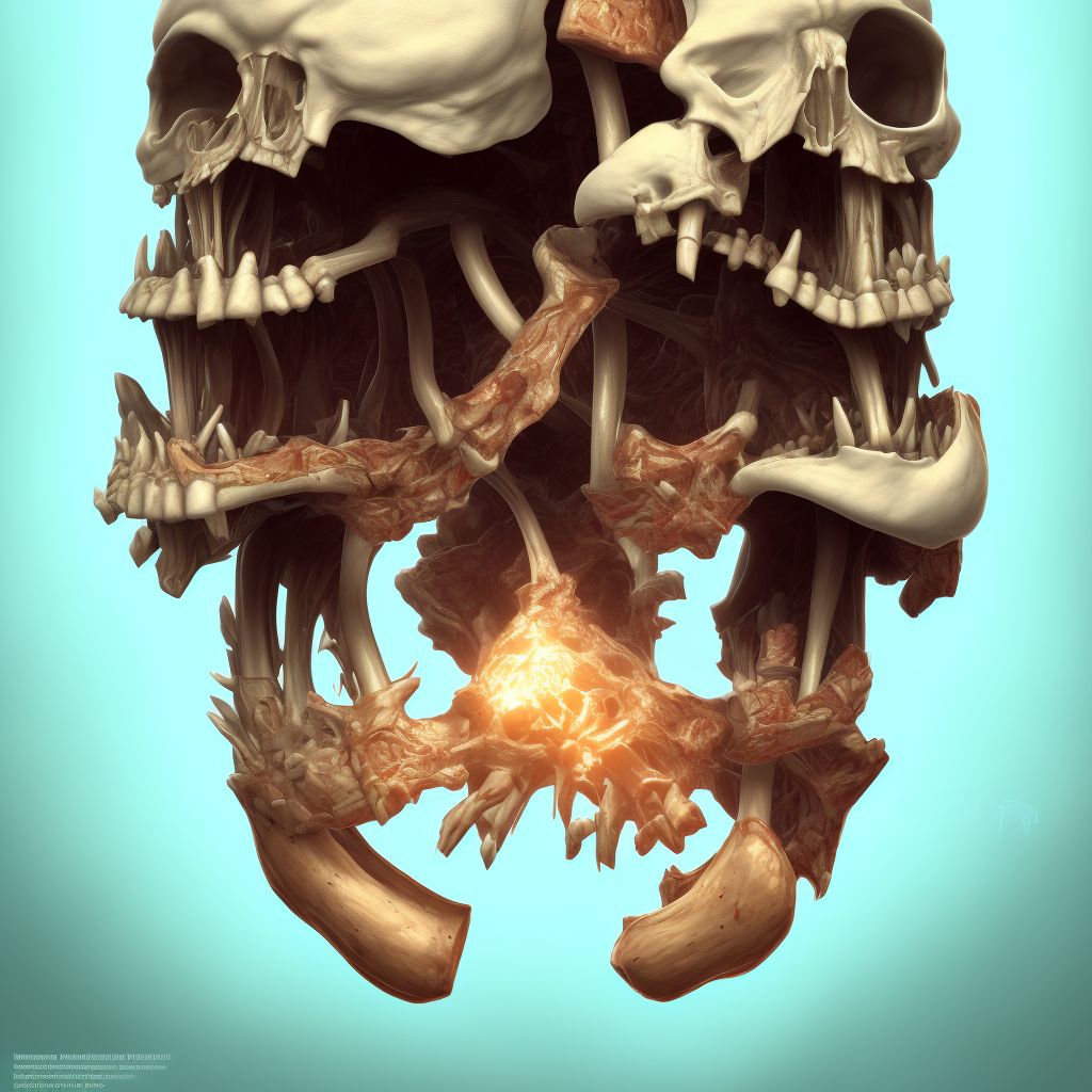 Pathological fracture, left humerus, sequela digital illustration