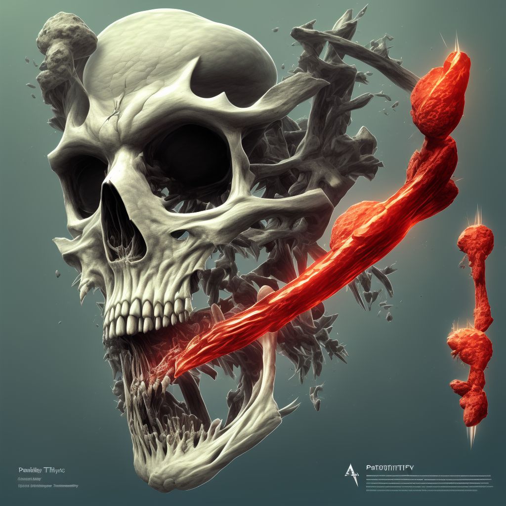 Pathological fracture, left tibia, subsequent encounter for fracture with nonunion digital illustration