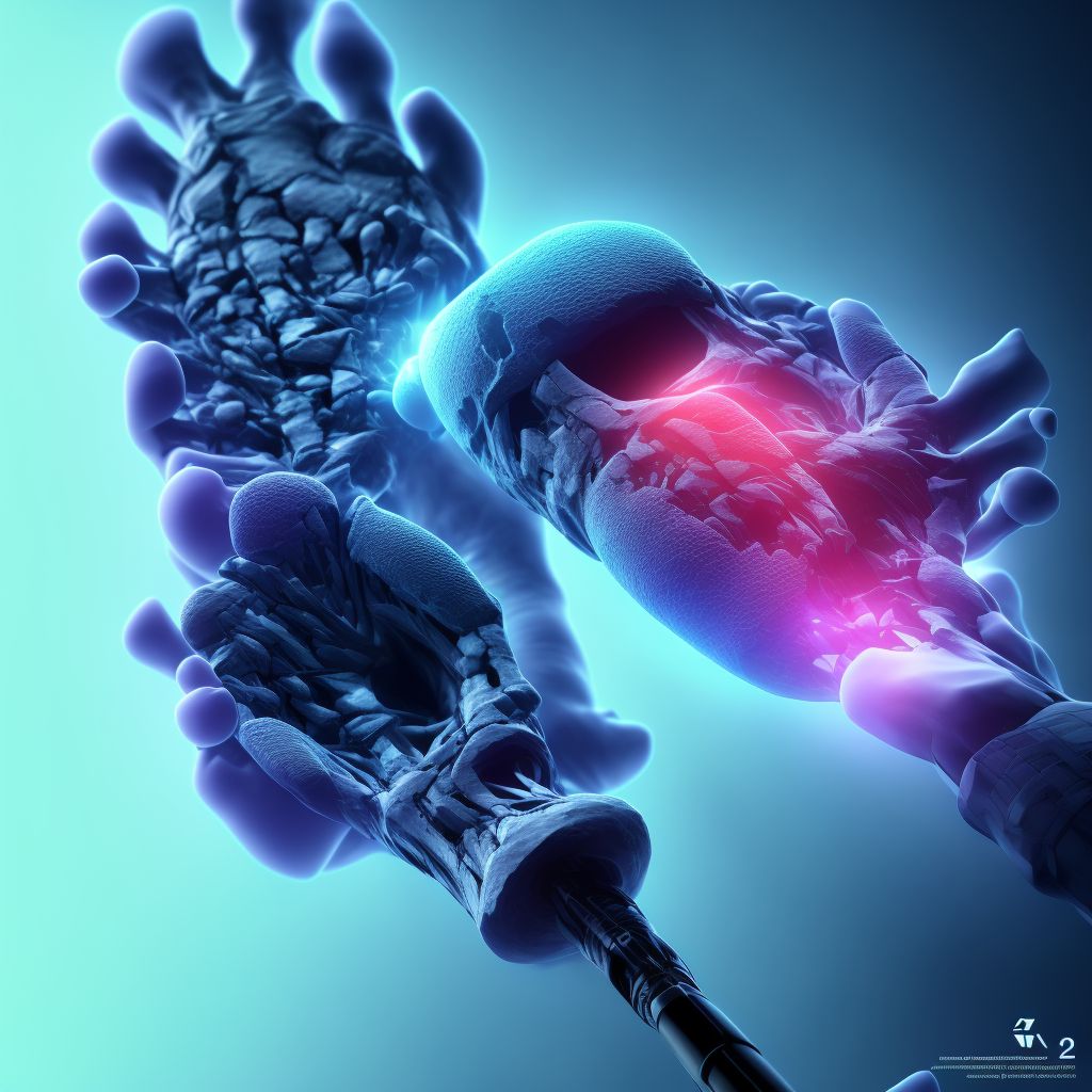 Pathological fracture, right foot, initial encounter for fracture digital illustration