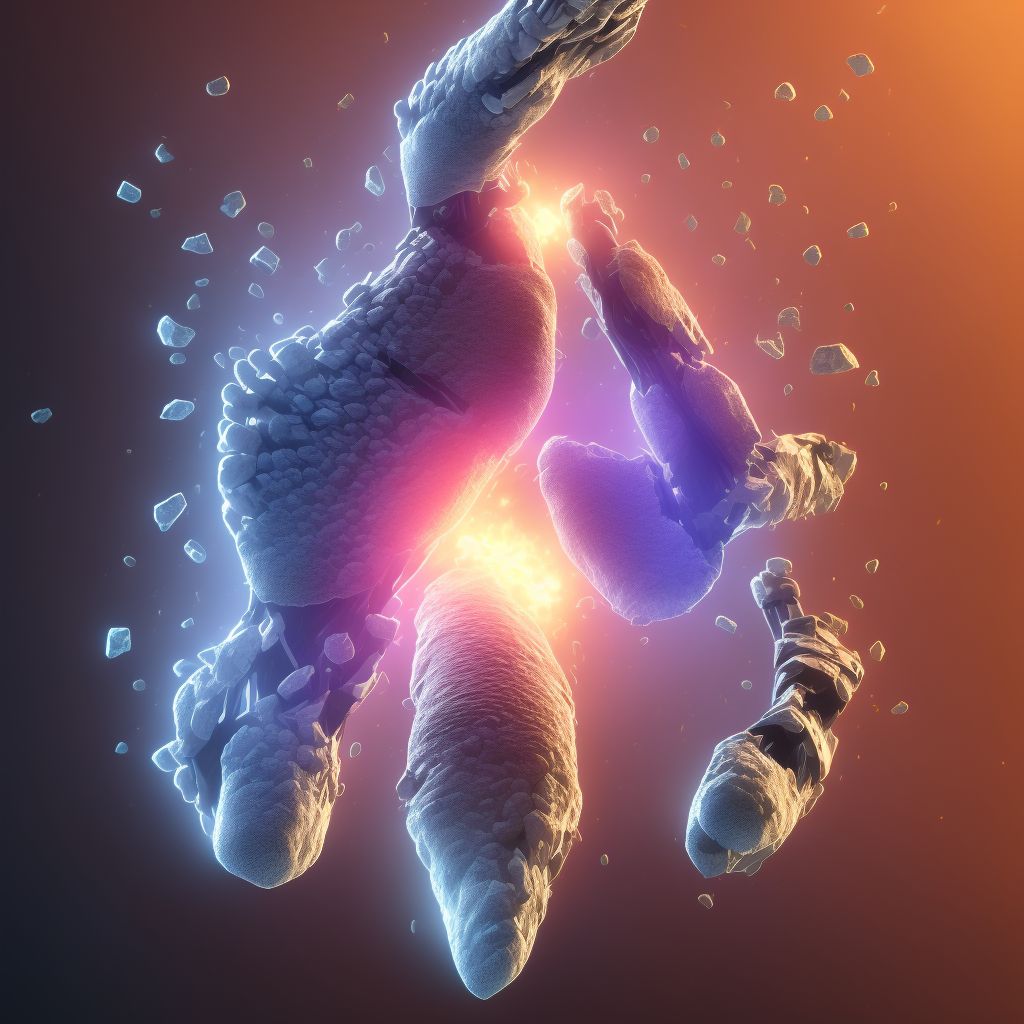 Pathological fracture, left foot, subsequent encounter for fracture with nonunion digital illustration