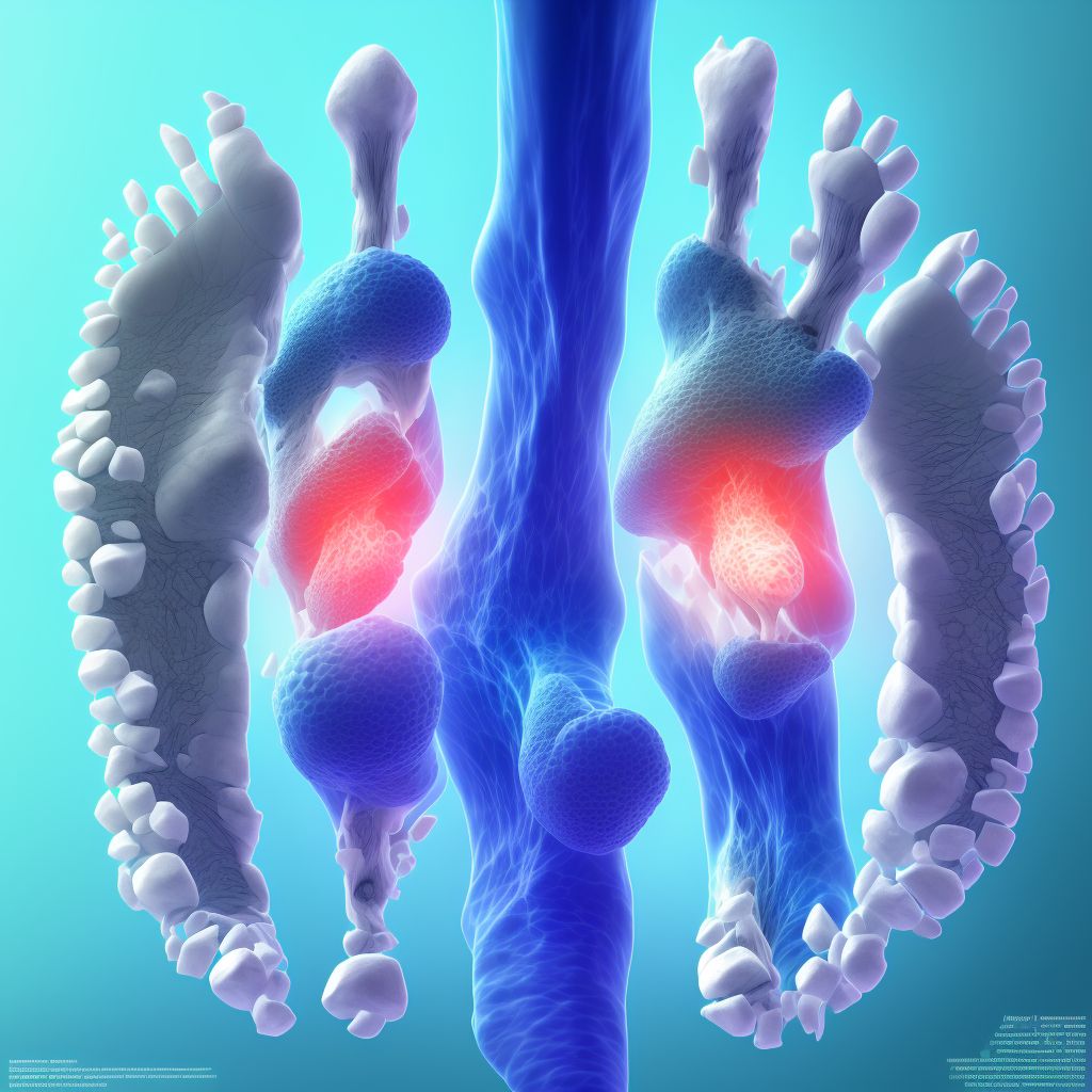 Pathological fracture, left foot, sequela digital illustration