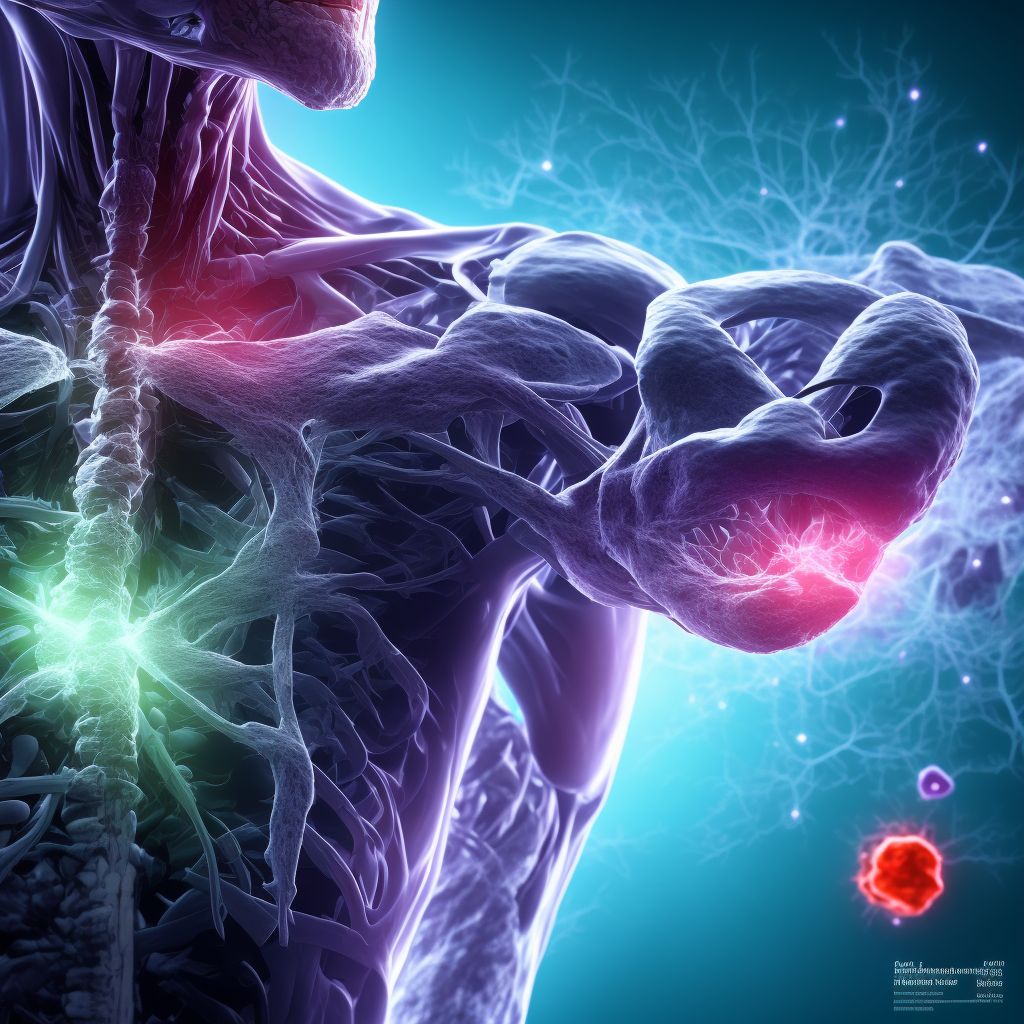 Pathological fracture in neoplastic disease, left shoulder, subsequent encounter for fracture with nonunion digital illustration
