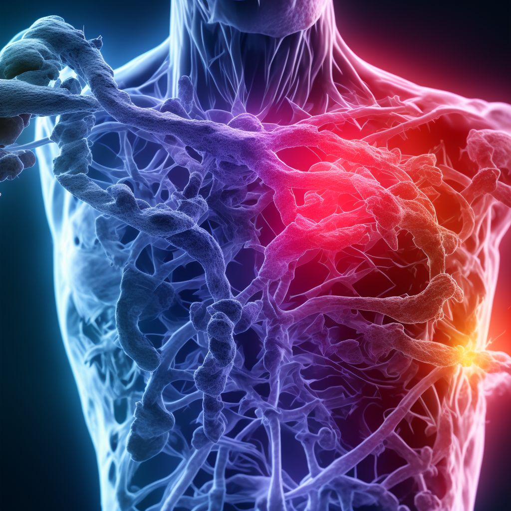 Pathological fracture in neoplastic disease, unspecified shoulder, subsequent encounter for fracture with delayed healing digital illustration