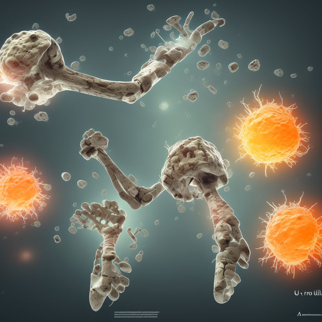 Pathological fracture in neoplastic disease, unspecified ulna and radius, subsequent encounter for fracture with delayed healing digital illustration