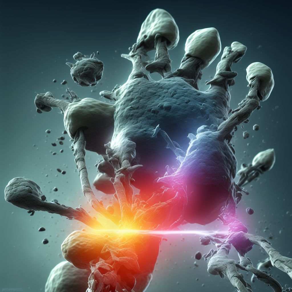 Pathological fracture in neoplastic disease, right foot, subsequent encounter for fracture with routine healing digital illustration