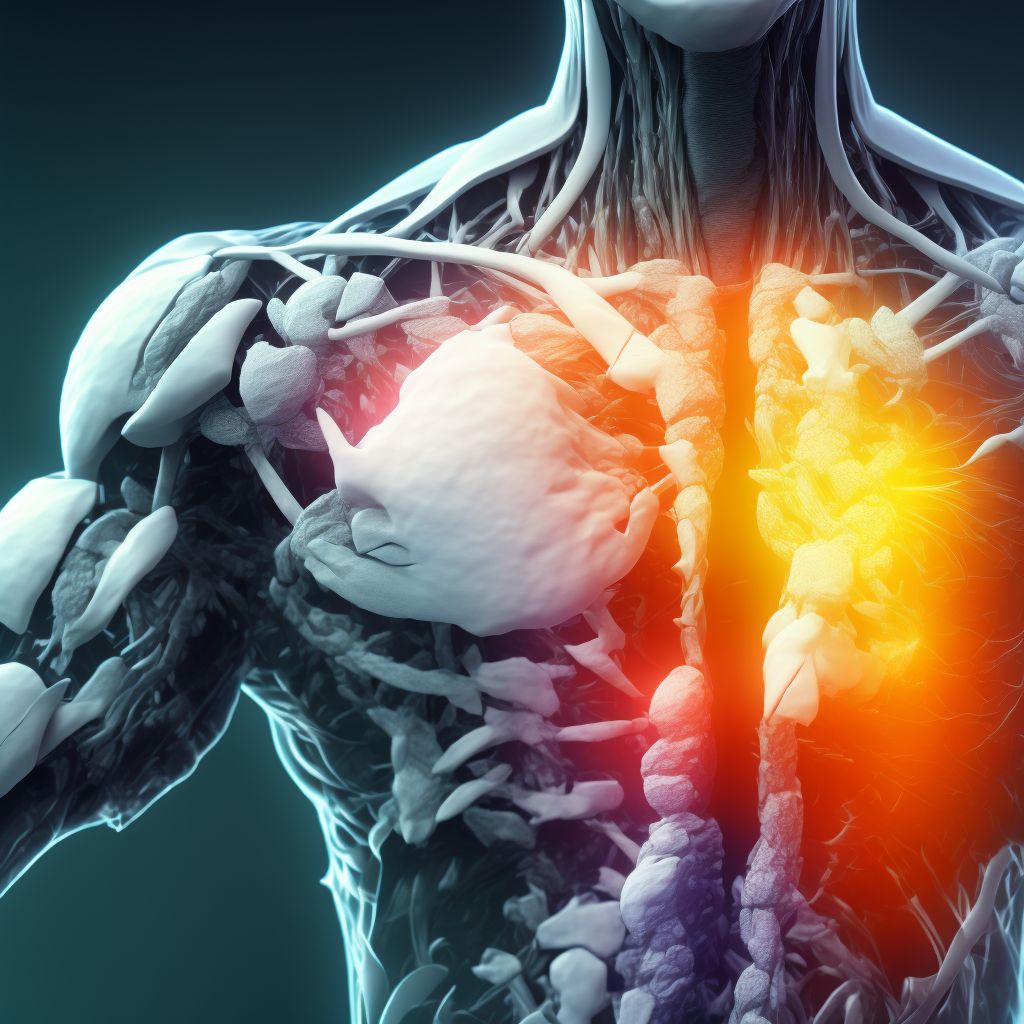 Pathological fracture in other disease, right shoulder, sequela digital illustration