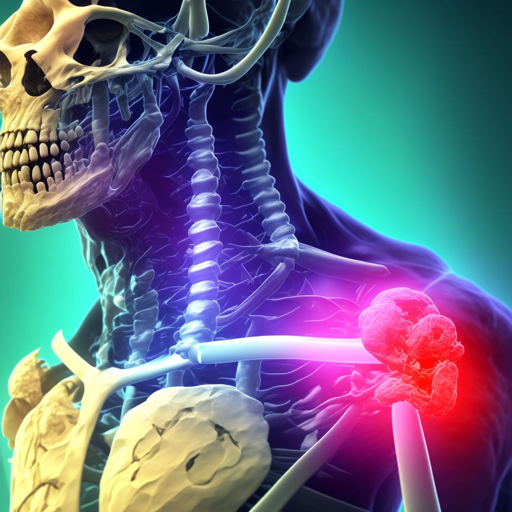 Pathological fracture in other disease, left humerus, subsequent encounter for fracture with routine healing digital illustration