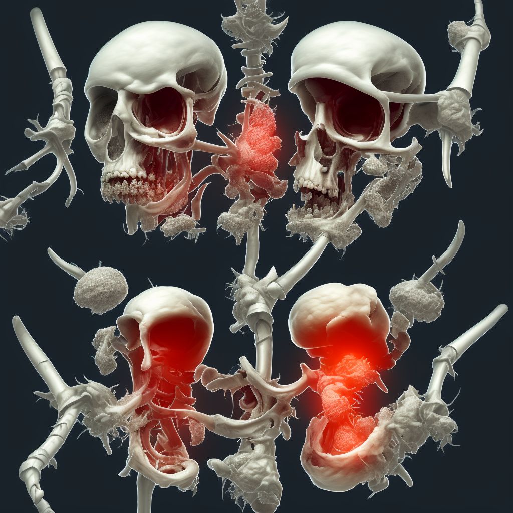 Pathological fracture in other disease, left humerus, sequela digital illustration