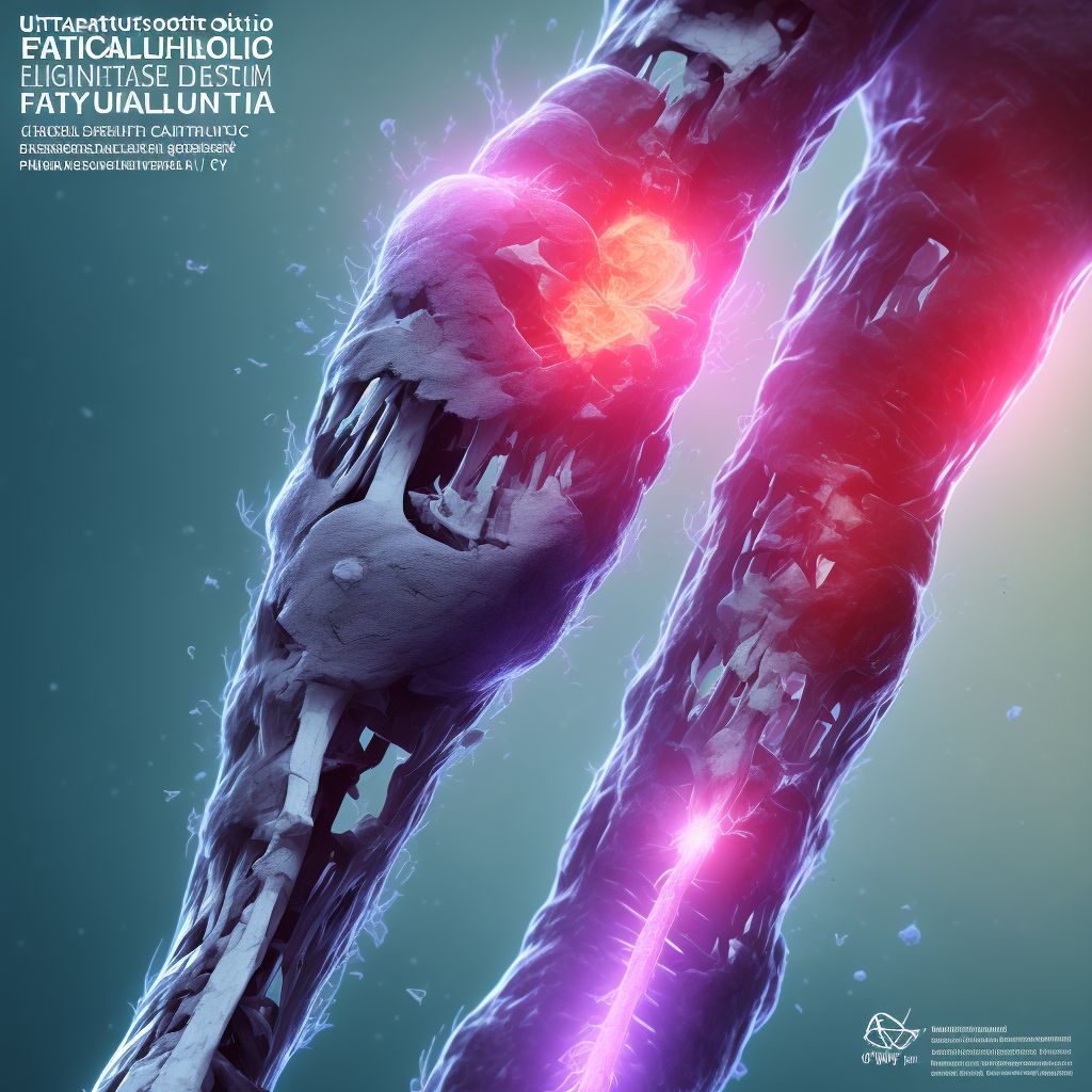 Pathological fracture in other disease, right ulna, subsequent encounter for fracture with malunion digital illustration