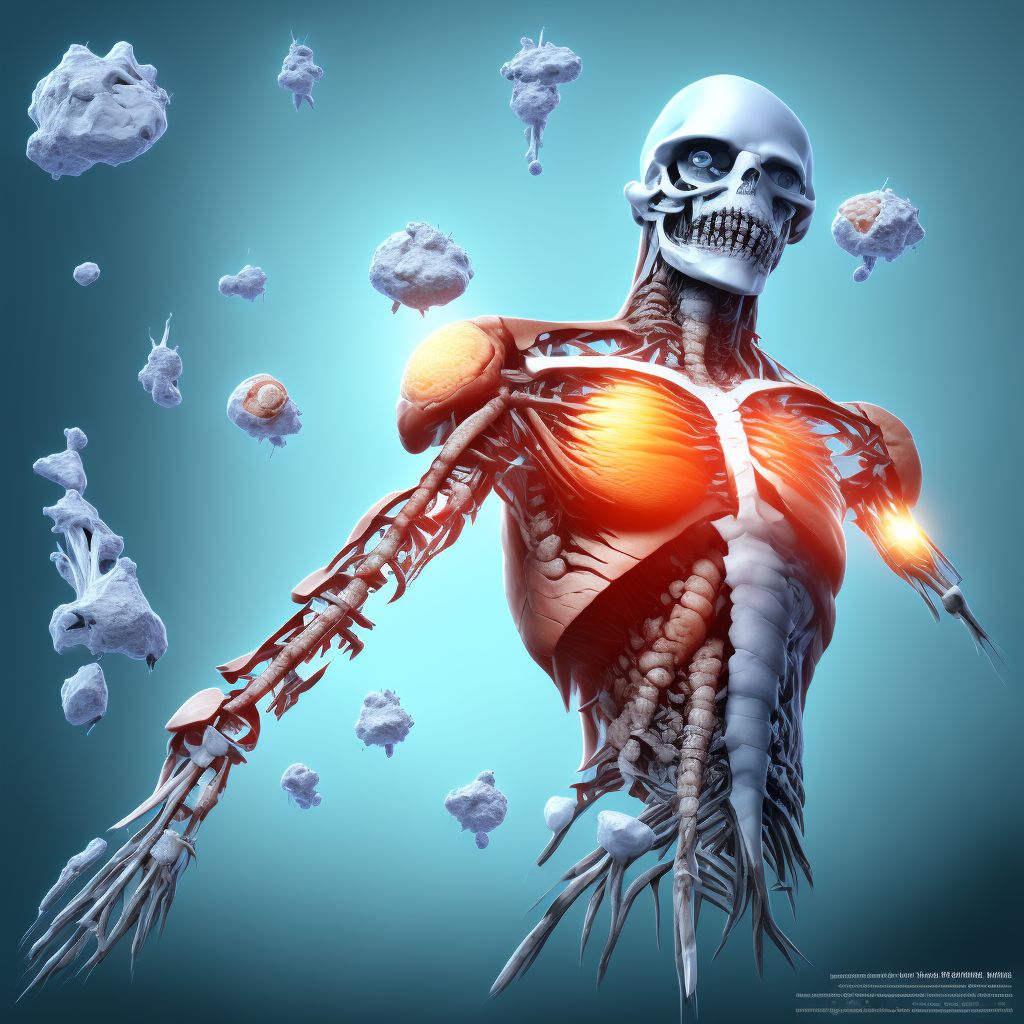 Pathological fracture in other disease, left ulna, subsequent encounter for fracture with delayed healing digital illustration