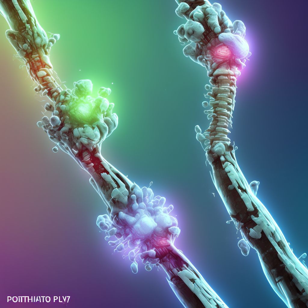 Pathological fracture in other disease, left ulna, sequela digital illustration