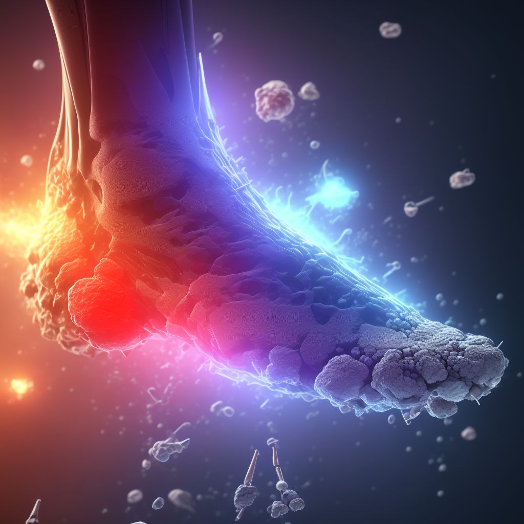 Pathological fracture in other disease, right ankle, sequela digital illustration