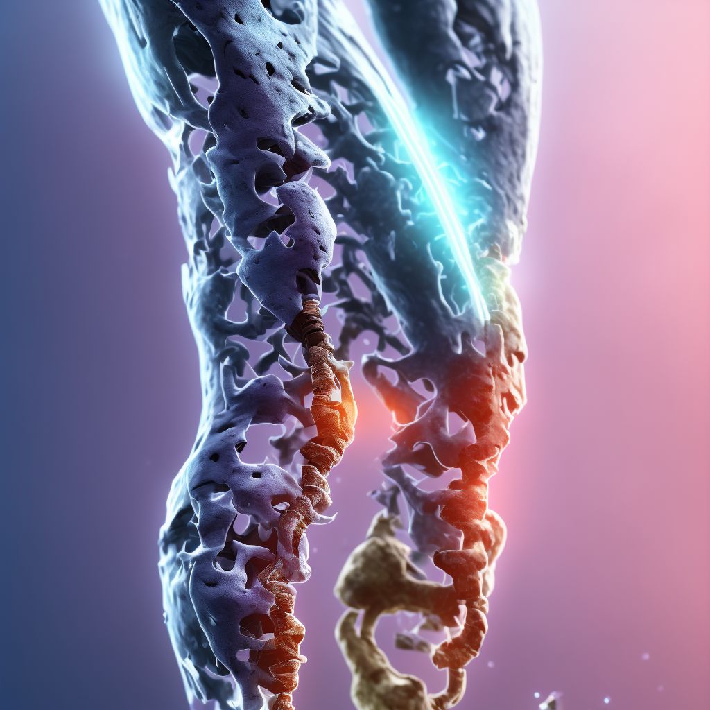 Complete oblique atypical femoral fracture, left leg, subsequent encounter for fracture with nonunion digital illustration