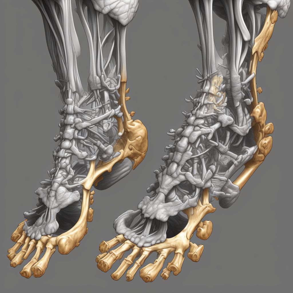 Skeletal fluorosis, right ankle and foot digital illustration