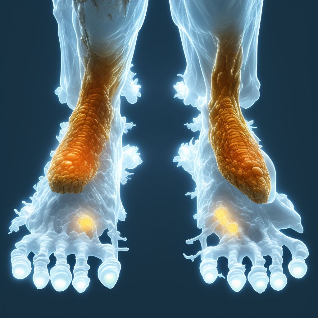 Skeletal fluorosis, left ankle and foot digital illustration