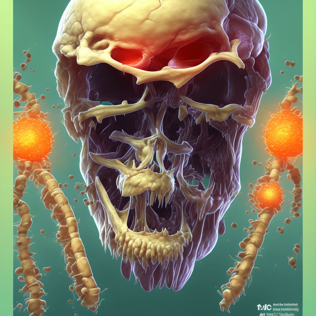 Acute hematogenous osteomyelitis, left tibia and fibula digital illustration