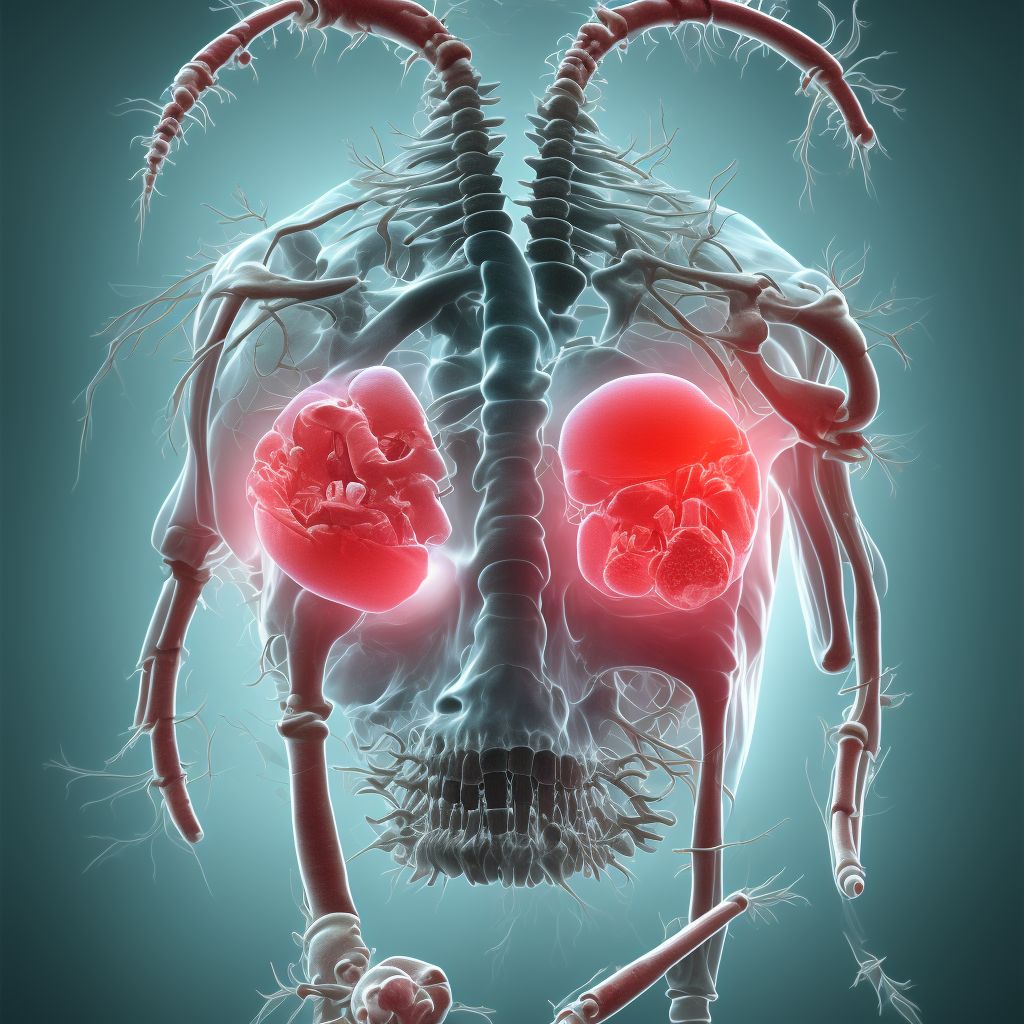 Chronic osteomyelitis with draining sinus, right radius and ulna digital illustration