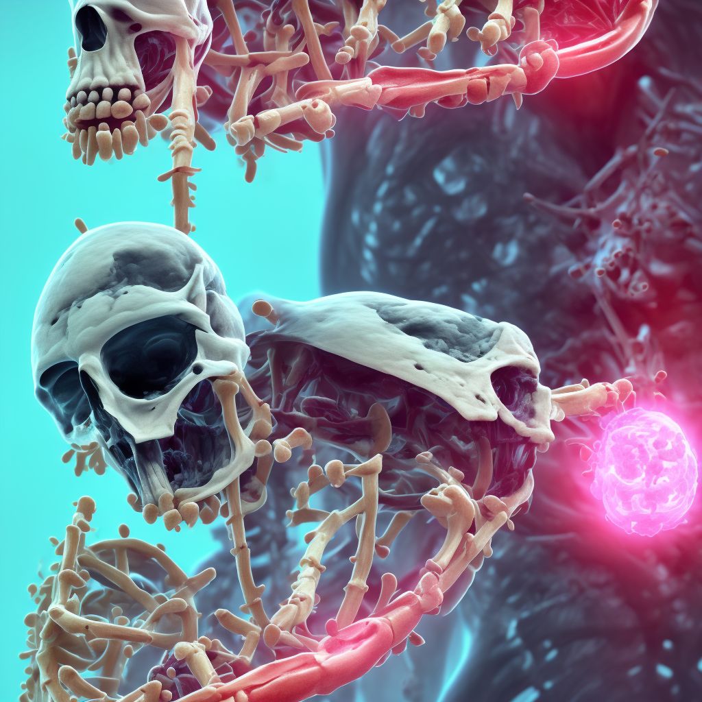 Other chronic hematogenous osteomyelitis, right radius and ulna digital illustration