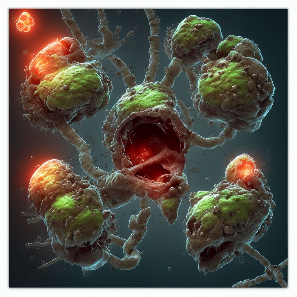 Other chronic hematogenous osteomyelitis, left femur digital illustration