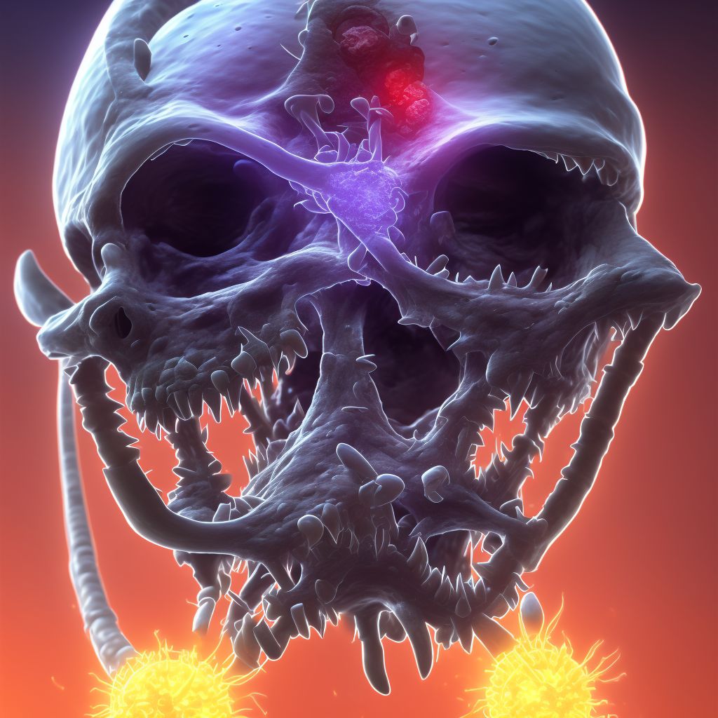 Other chronic hematogenous osteomyelitis, right tibia and fibula digital illustration