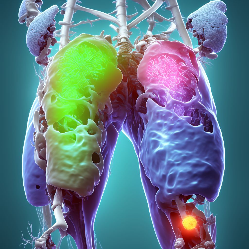 Other chronic osteomyelitis, left thigh digital illustration