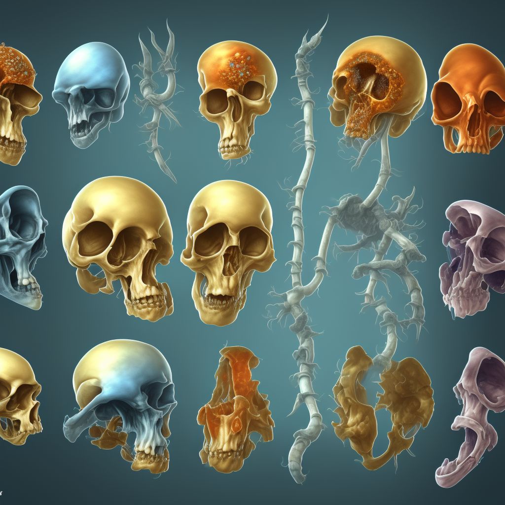 Other secondary osteonecrosis, right humerus digital illustration