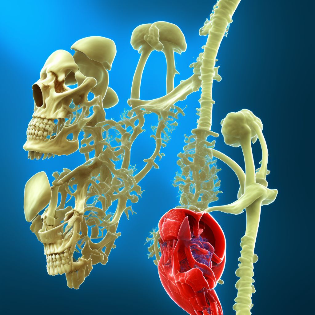 Other secondary osteonecrosis, left humerus digital illustration