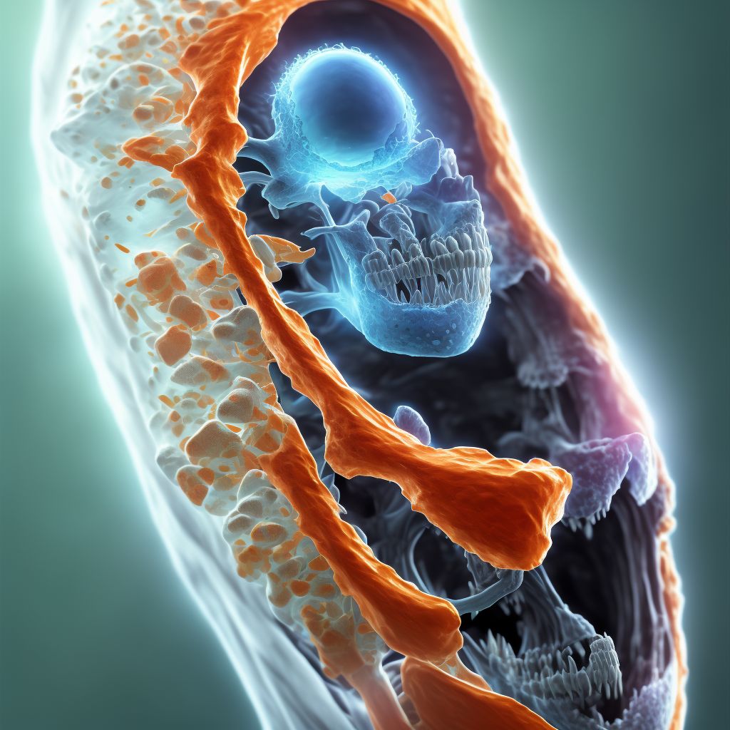 Osteitis deformans of right lower leg digital illustration