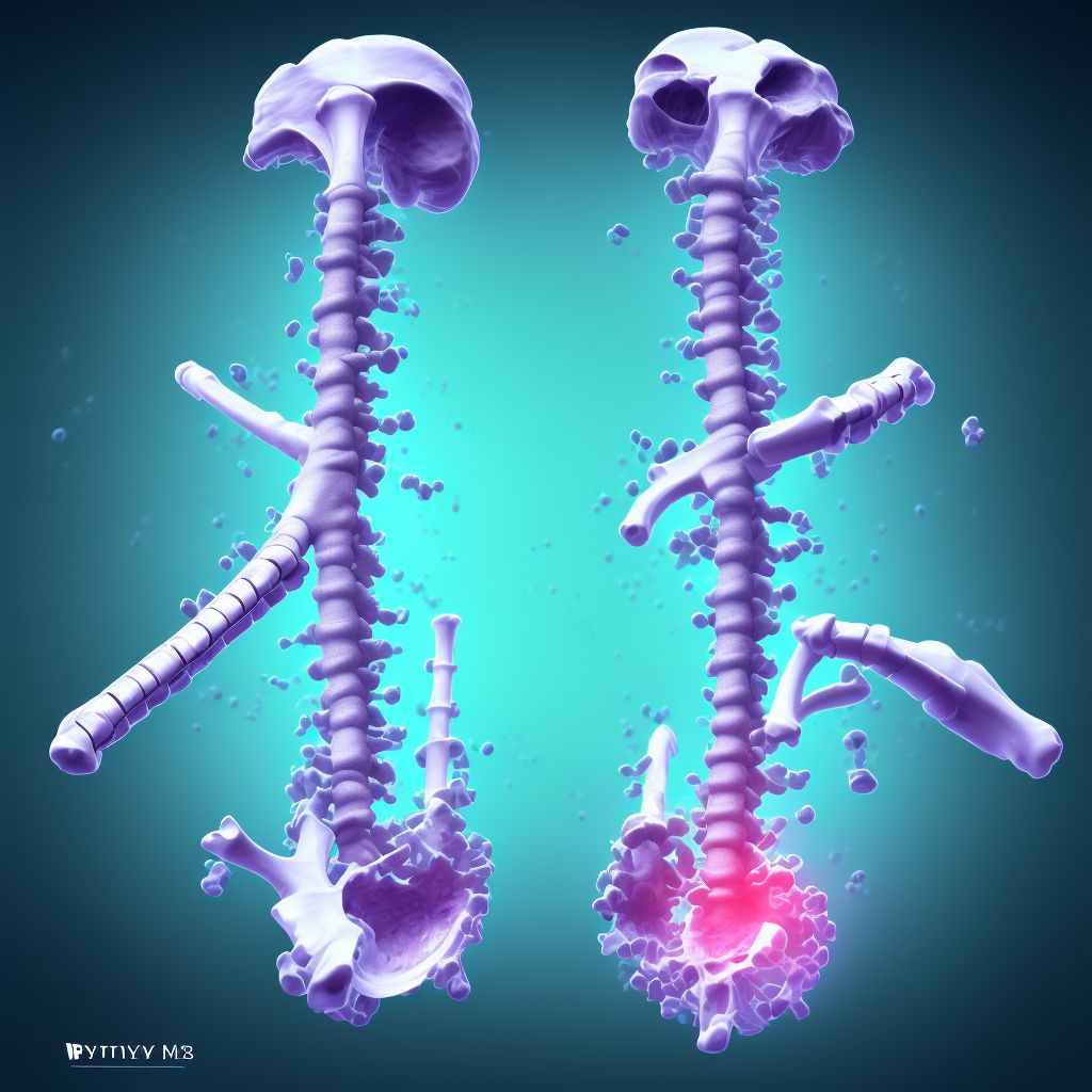 Hypertrophy of bone, left humerus digital illustration