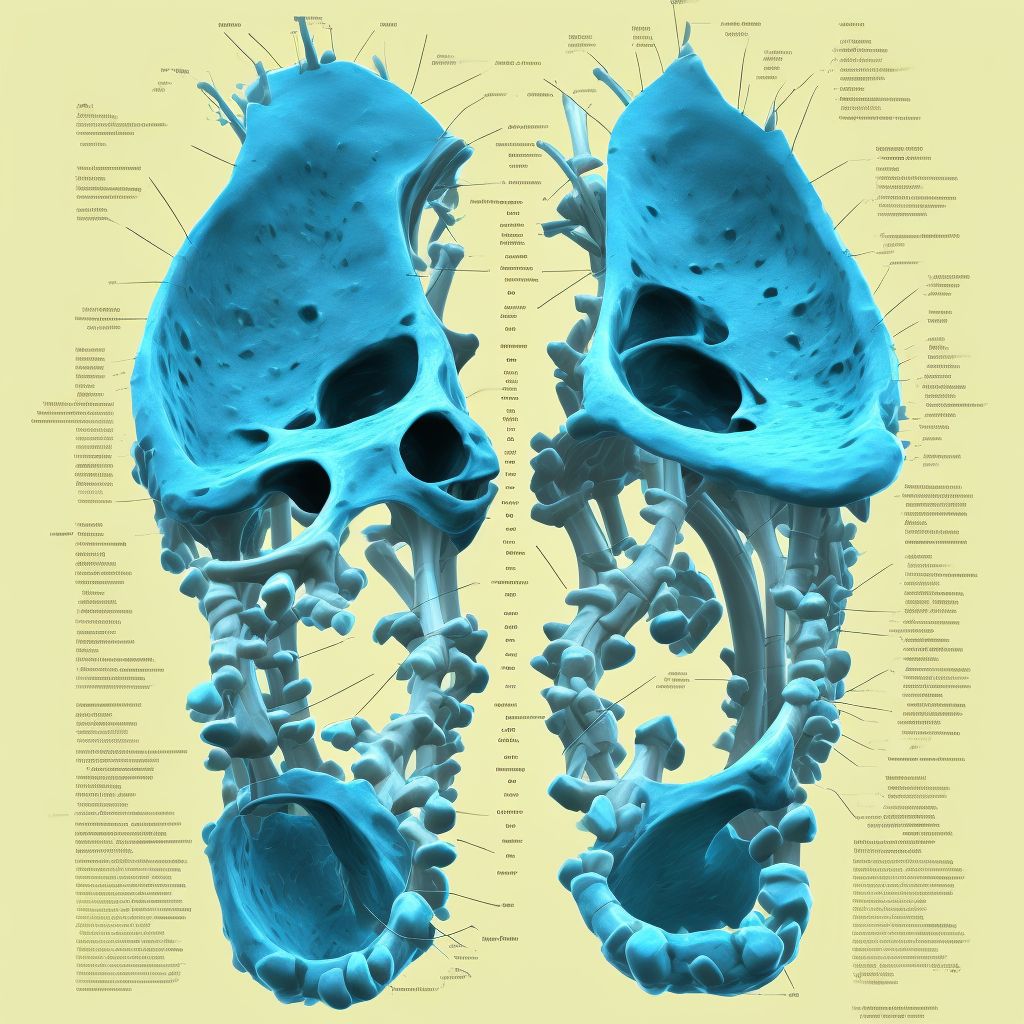 Hypertrophy of bone, left ulna digital illustration