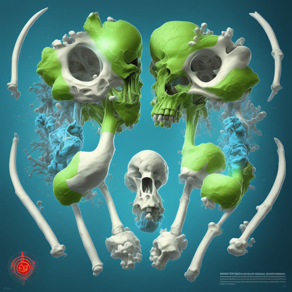 Hypertrophy of bone, left femur digital illustration